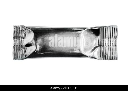 Isolated photo of foil stick package on white background. Stock Photo