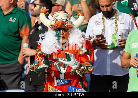 Chapel Hill, NC, USA. 16th Oct, 2021. Miami Hurricanes fan comes ready for the game against the North Carolina Tar Heels in the ACC matchup at Kenan Memorial Stadium in Chapel Hill, NC. (Scott Kinser/Cal Sport Media). Credit: csm/Alamy Live News Stock Photo