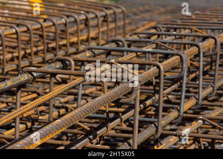 Rusty steel rods. Rusty metal background.Metal background Stock Photo