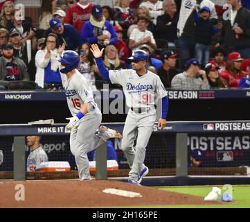 July 19, 2019: Los Angeles Dodgers manager Dave Roberts (30) and Los  Angeles Dodgers third base coach Dino Ebel (12) pose for a photo before the  game between the Miami Marlins and