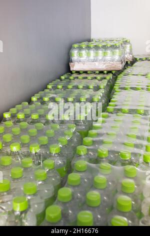 Packed bottled water in a warehouse ready for delivery Stock Photo