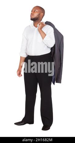 African businessman isolated on white background, various gestures Stock Photo