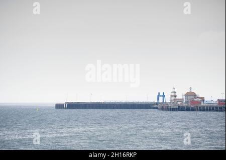 Abandoned old Victorian wooden pier building at Dunoon Stock Photo