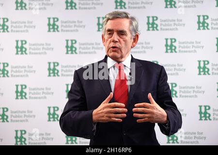 File photo dated 22/07/19 of former prime minister Gordon Brown who is calling on the UK, US, the EU and Canada to launch an emergency airlift of 240 million Covid jabs from unused stocks to the vaccine-starved countries of the global south. Issue date: Sunday October 17, 2021. Stock Photo