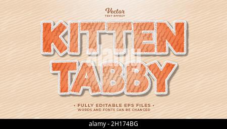 tabby kitten cat's fur text effect editable eps cc. words and fonts can be changed Stock Vector