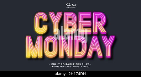 cyber monday sale text effect fully editable vector image Stock Vector