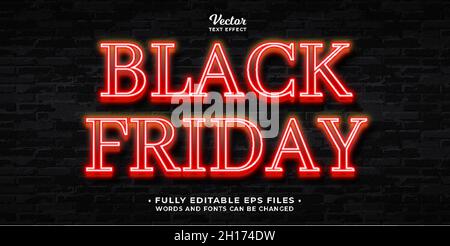 Black friday text effect fully editable vector image Stock Vector