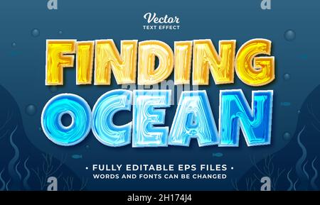realistic flowing water text effect isolated on blue background. editable eps cc Stock Vector