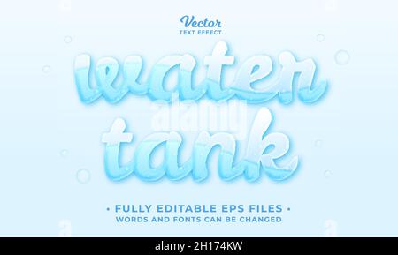 realistic flowing water text effect isolated on blue background. editable eps cc Stock Vector