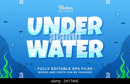 realistic flowing water text effect isolated on blue background. editable eps cc Stock Vector