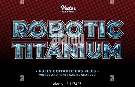 chrome robotic theme text effect editable eps cc Stock Vector