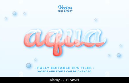 realistic flowing water text effect isolated on blue background. editable eps cc Stock Vector
