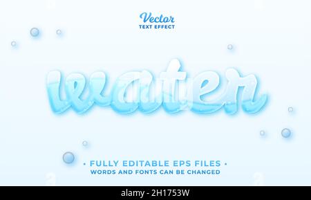 realistic flowing water text effect isolated on blue background. editable eps cc Stock Vector