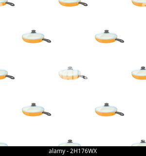 Ceramic frying pan with glass lid pattern seamless background texture repeat wallpaper geometric vector Stock Vector