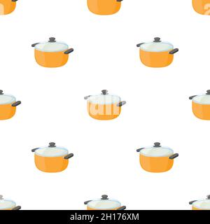 Cooking pan with glass lid pattern seamless background texture repeat wallpaper geometric vector Stock Vector