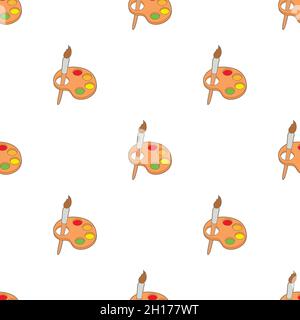 Art palette with paints wirh brush pattern seamless background texture repeat wallpaper geometric vector Stock Vector