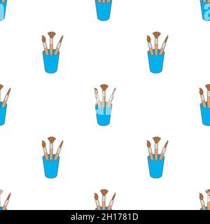 Paint brushes with colored paint in cup. 23675647 Vector Art at