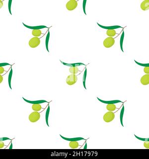 Olives on branch with leaves pattern seamless background texture repeat wallpaper geometric vector Stock Vector