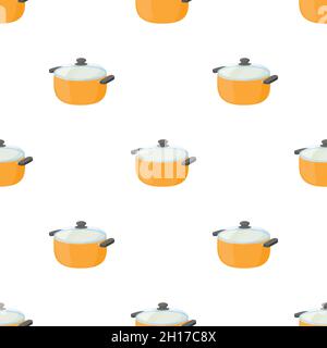 Cooking pan with glass lid pattern seamless background texture repeat wallpaper geometric vector Stock Vector