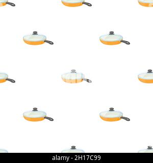 Ceramic frying pan with glass lid pattern seamless background texture repeat wallpaper geometric vector Stock Vector