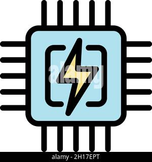 Smart home processor icon. Outline smart home processor vector icon color flat isolated Stock Vector