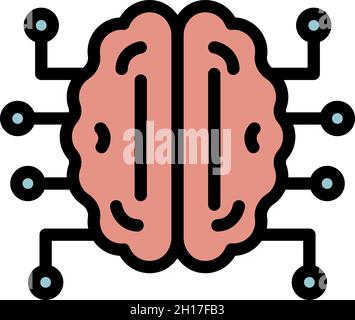 Brain mental disease icon. Outline brain mental disease vector icon color flat isolated Stock Vector