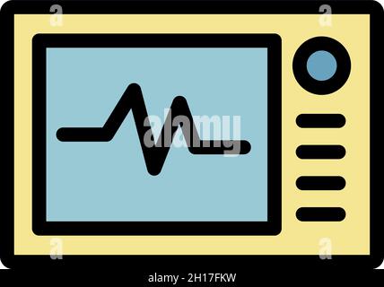 Heart rate monitor icon. Outline heart rate monitor vector icon color flat isolated Stock Vector