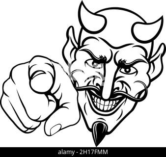 Devil Satan Mascot Cartoon Character Pointing Stock Vector