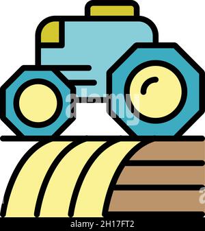Smart robot tractor icon. Outline smart robot tractor vector icon color flat isolated Stock Vector