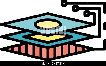 Layer robot technology icon. Outline layer robot technology vector icon color flat isolated Stock Vector