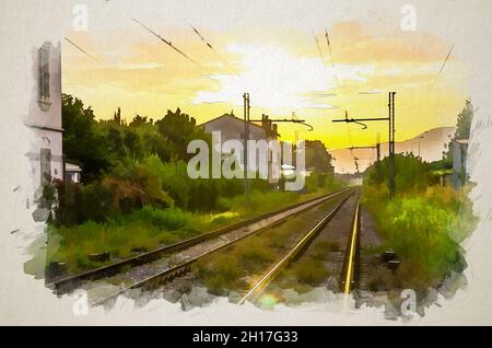 1,700+ Drawing Of Railway Station Stock Photos, Pictures & Royalty-Free  Images - iStock