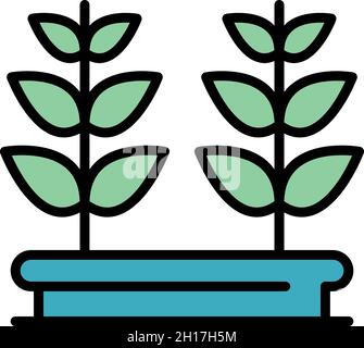 Window plant pot icon. Outline window plant pot vector icon color flat isolated Stock Vector