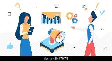 Administrative crisis management and finance decision making. Business meeting in modern consulting, economic supervisor , vector isolated Stock Vector