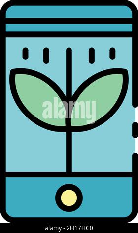 Smart control plants icon. Outline smart control plants vector icon color flat isolated Stock Vector