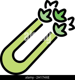 Detox celery icon. Outline detox celery vector icon color flat isolated Stock Vector