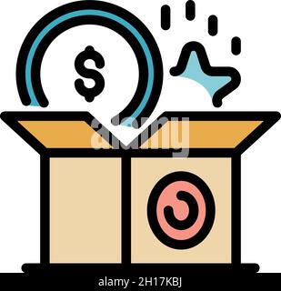 Startup box icon. Outline startup box vector icon color flat isolated Stock Vector