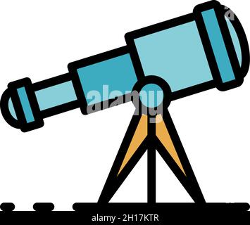 Telescope icon. Outline telescope vector icon color flat isolated Stock Vector