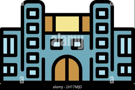Promotion hall building icon. Outline promotion hall building vector icon color flat isolated Stock Vector