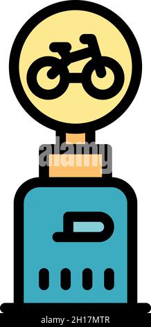 Bike sing post icon. Outline bike sing post vector icon color flat isolated Stock Vector
