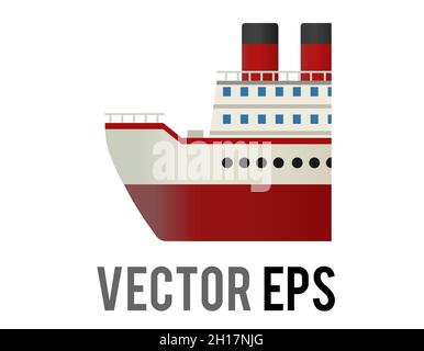 The isolated vector red large ship icon, used for transport of people or cargo across the ocean Stock Vector