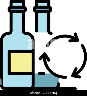 Recycling bottles icon. Outline recycling bottles vector icon color flat isolated Stock Vector