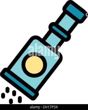 Condiment pot icon. Outline condiment pot vector icon color flat isolated Stock Vector