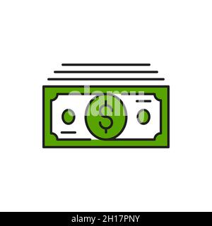 Stack of dollar bills isolated green banknotes. Vector american bucks, success business, profit, investment and income symbol. Cash, finance and econo Stock Vector
