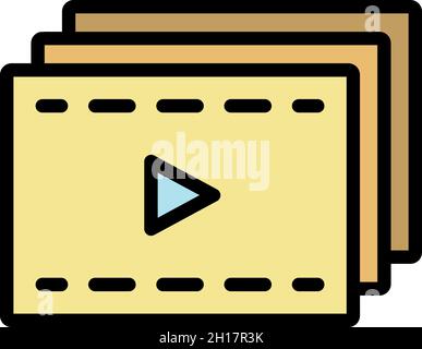 Video editor icon. Outline video editor vector icon color flat isolated Stock Vector