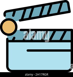 Video clip maker icon. Outline video clip maker vector icon color flat isolated Stock Vector