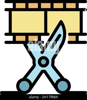 Cut video maker icon. Outline cut video maker vector icon color flat isolated Stock Vector