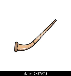 Swiss smoking tobacco pipe isolated flat lune icon. Vector retro pipe to smoke tobacco, detective smoking accessory, Swiss Switzerland traditional pip Stock Vector