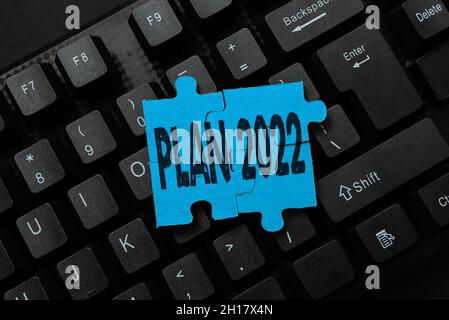 Conceptual caption Plan 2022. Conceptual photo detailed proposal for doing or achieving something next year Typing New Email Titles Concept, Drafting Stock Photo