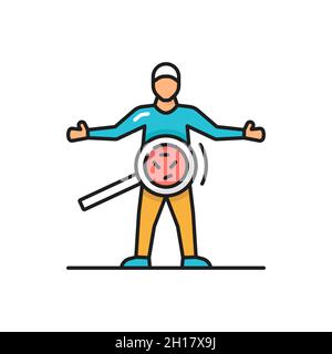 Lactobacillus probiotics in man stomach isolated color line icon. Vector normal gram-positive anaerobic microflora sign. Medical, healthcare and scien Stock Vector