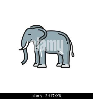 Thailand animal white elephant isolated color line icon. Vector african bush forest Asian Elephantidae, Thai fauna symbol, big endangered mammal. Safa Stock Vector